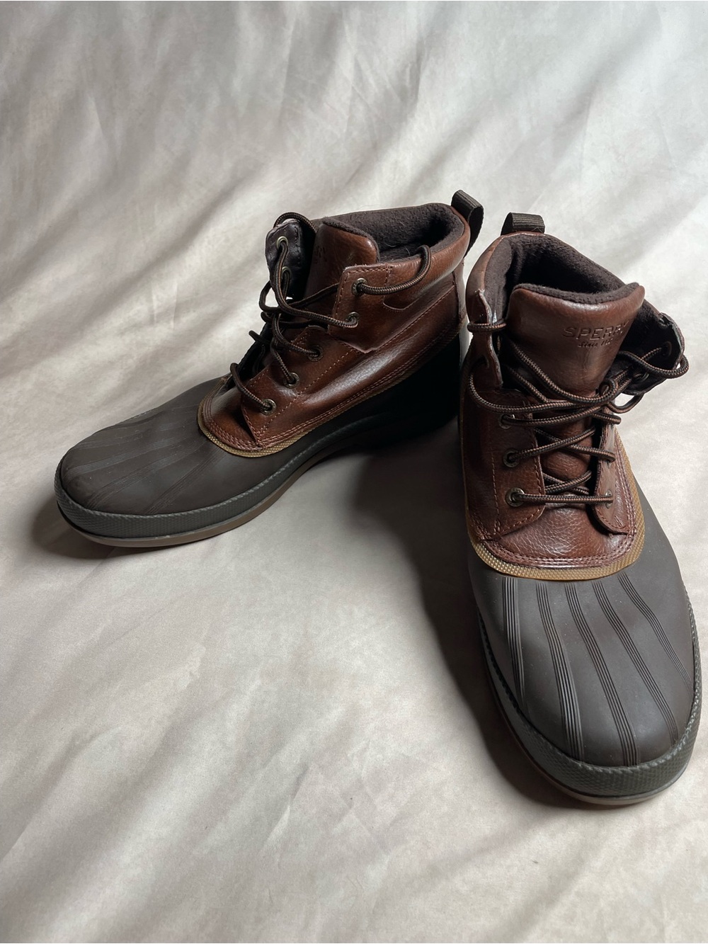 Sperry Brown Leather & Dark Rubber Men's Rain Boots